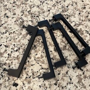 5 Matte dark brown/black metal drawer pulls with screws, 5 1/4” hole to hole